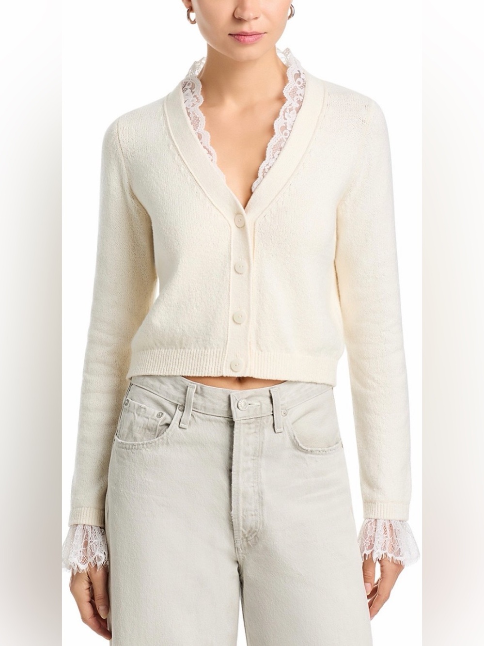 Cinq à Sept Lace Nikko Cardigan in Ivory
